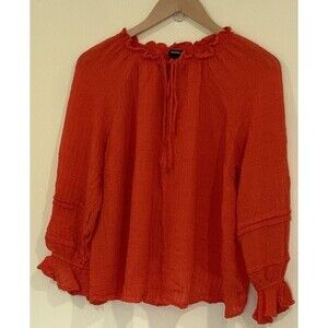 Torrid Women's Blouse Orange Tie Neck